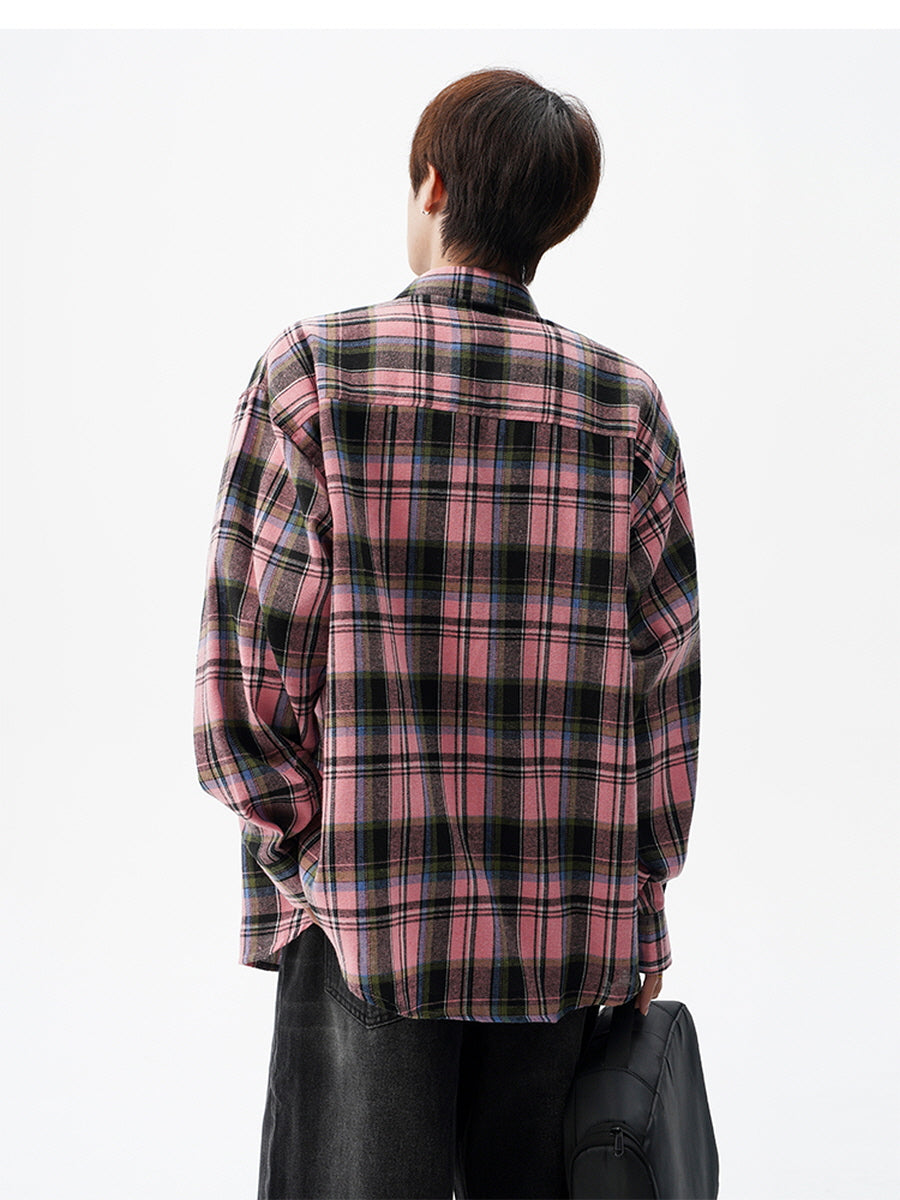 Loose Fit Checkered Flannel Shirt