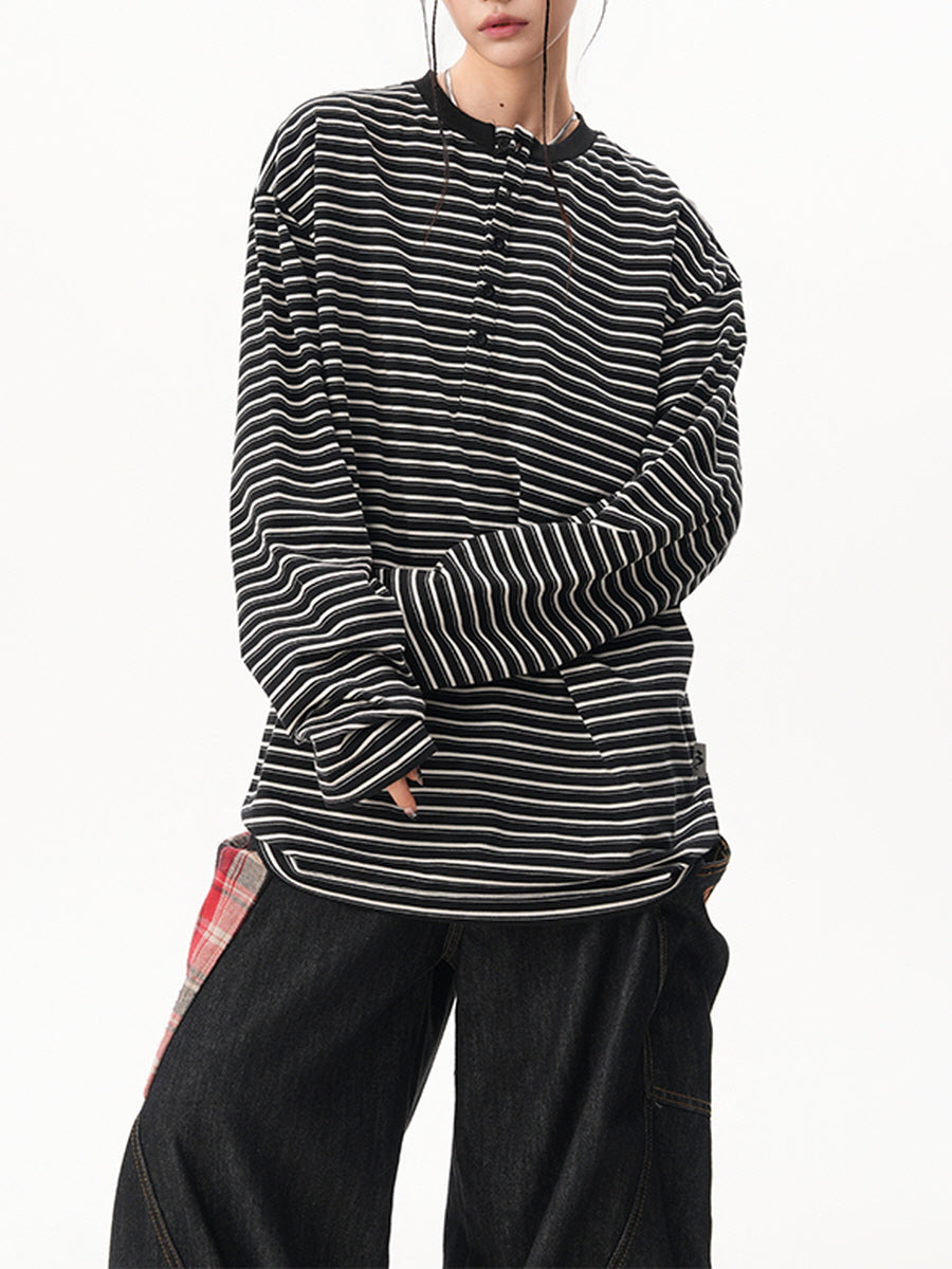 Striped Loose Fit Long Sleeve Tee