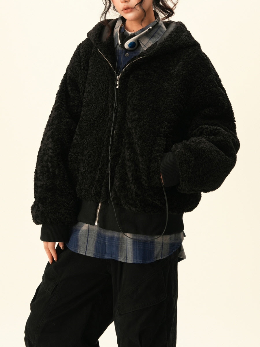 Teddy Fleece Zip-Up Hoodie