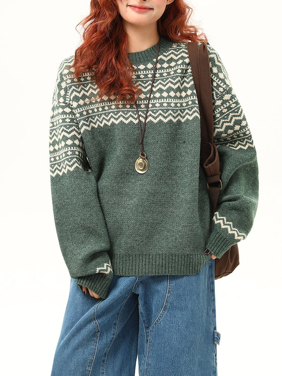 Green Nordic Knit Sweater