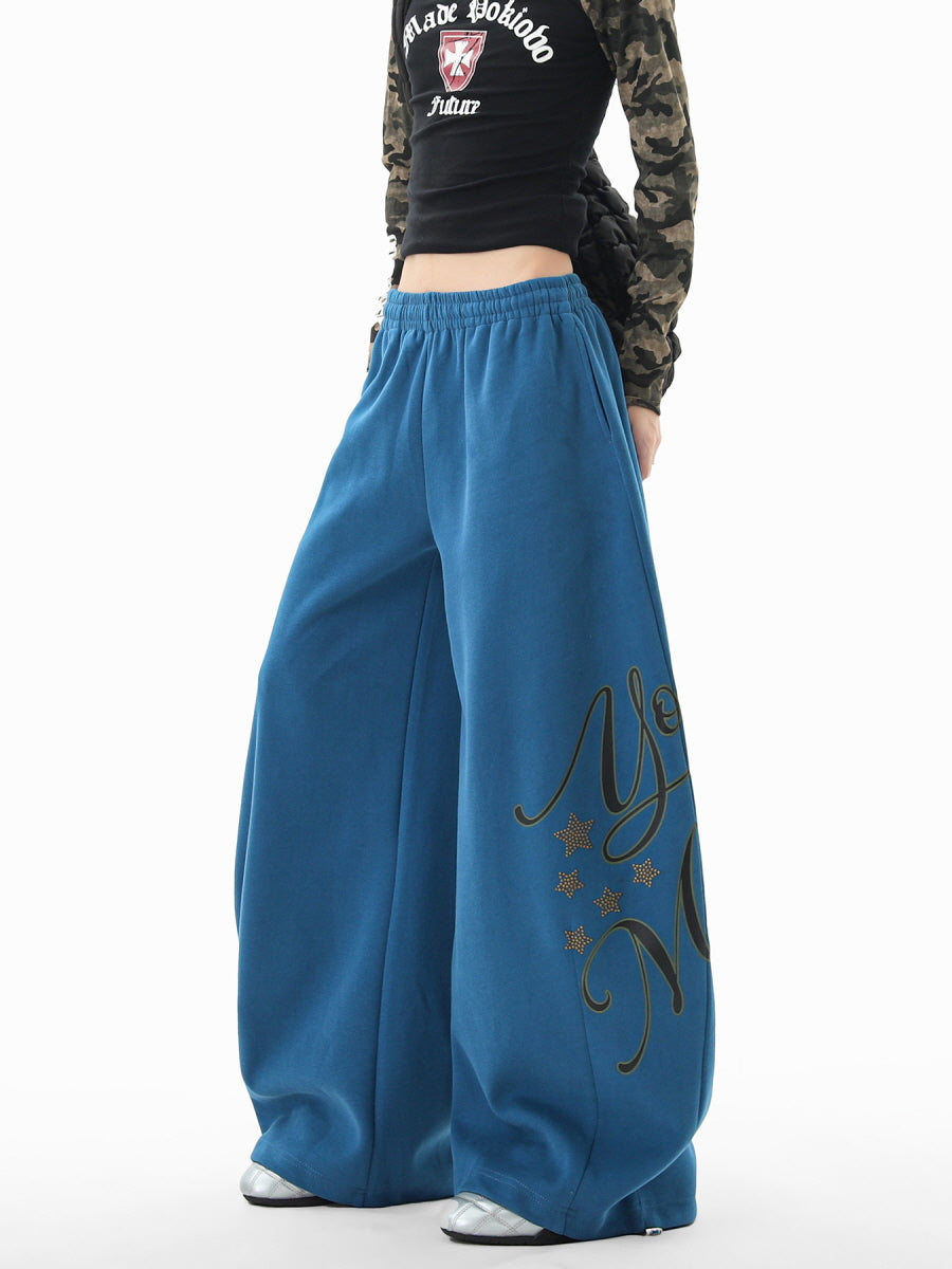 Lettering Print Baggy Sweatpants