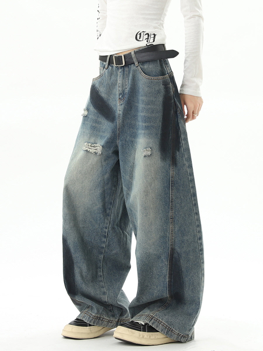 Retro Baggy Distressed Denim