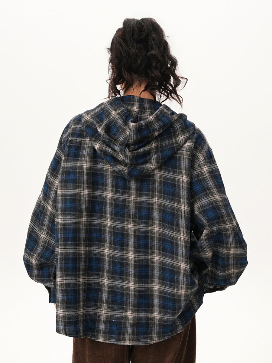 Plaid Flannel Hoodie Shirt