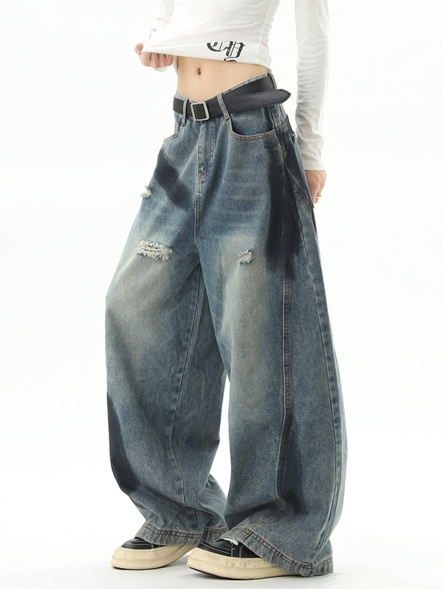 Retro Baggy Distressed Denim