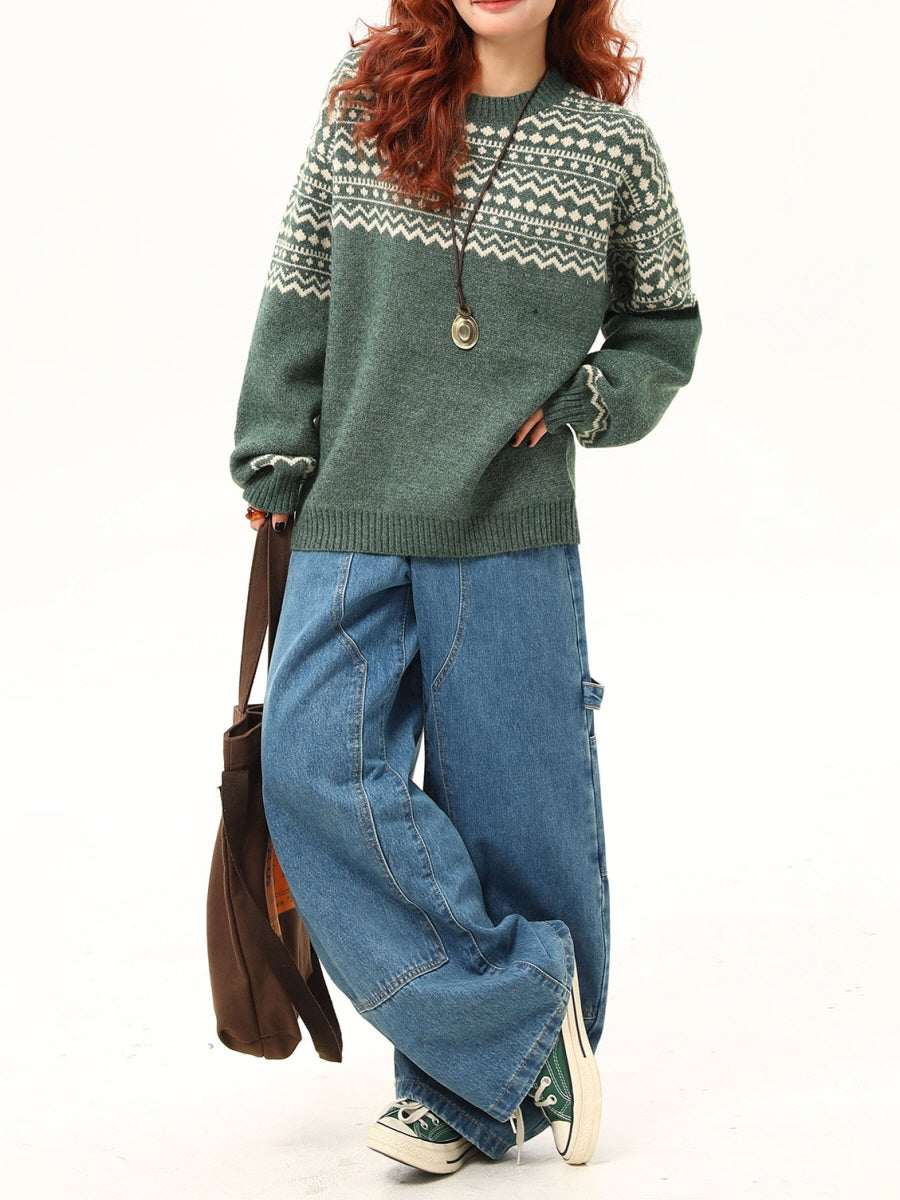 Green Nordic Knit Sweater