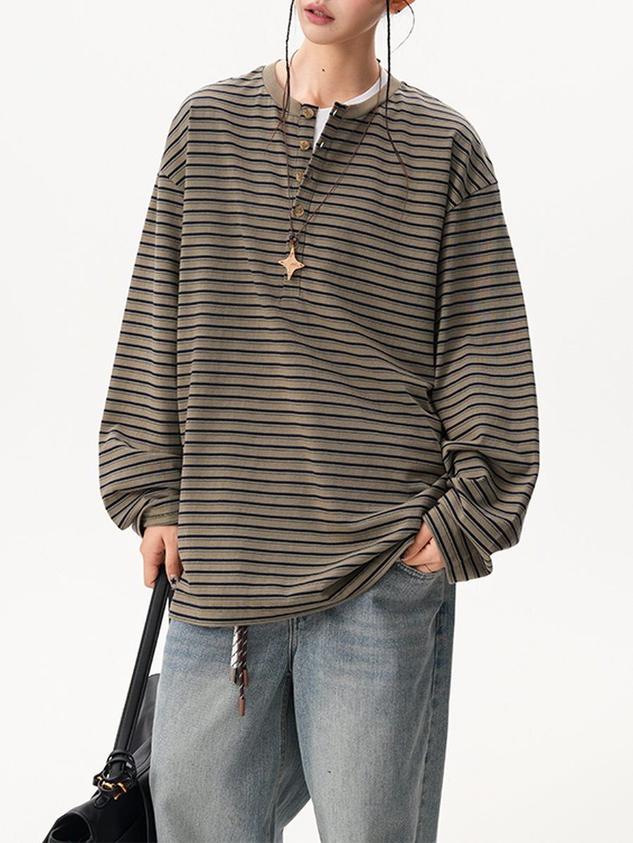 Striped Loose Fit Long Sleeve Tee