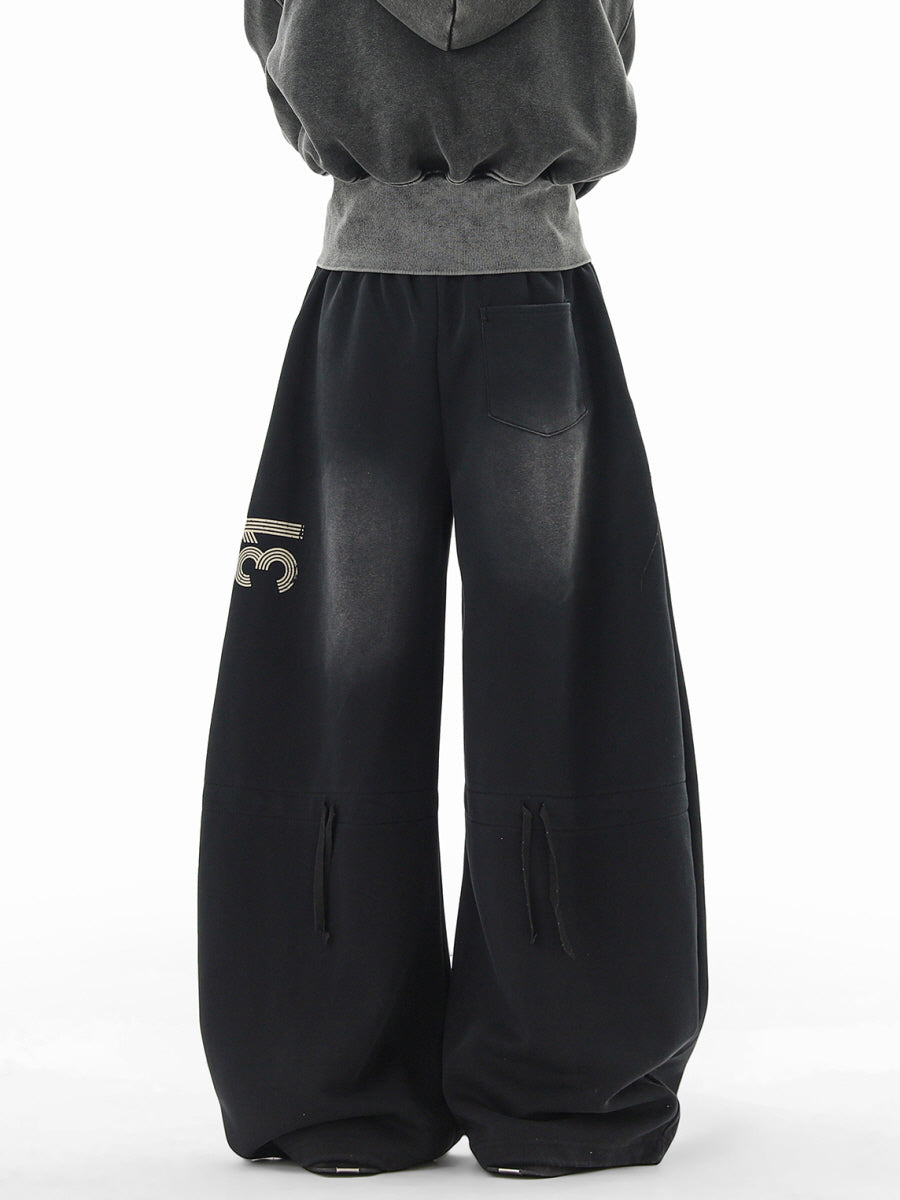 Black Lettering Wide Leg Sweatpants