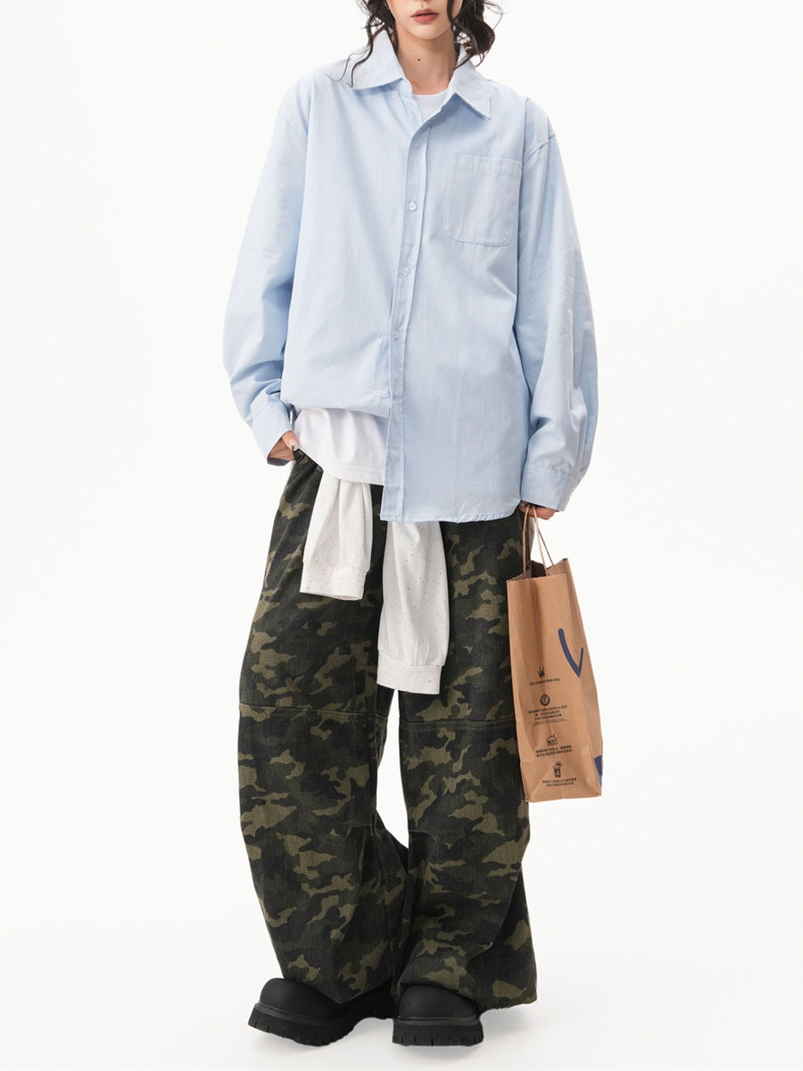 Minimal Loose Fit Button-Up Shirt