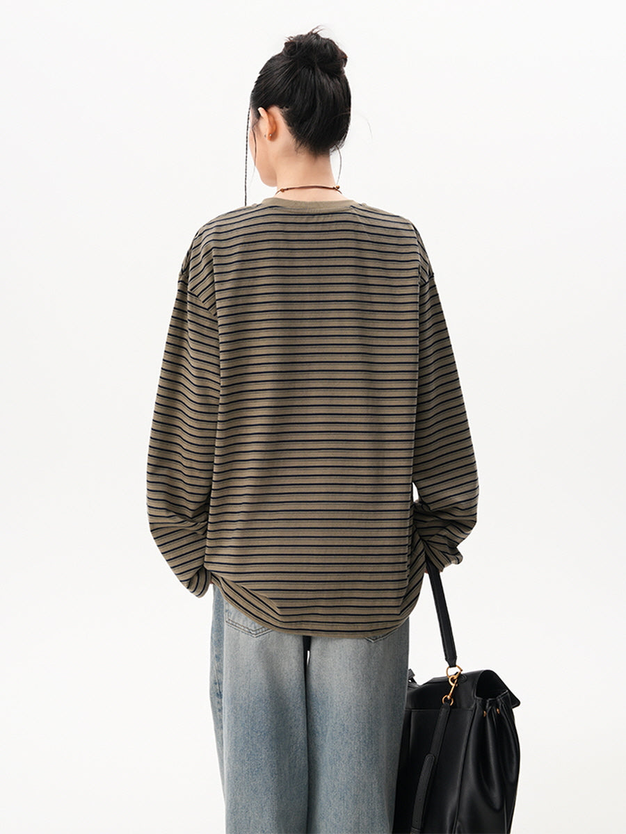 Striped Loose Fit Long Sleeve Tee