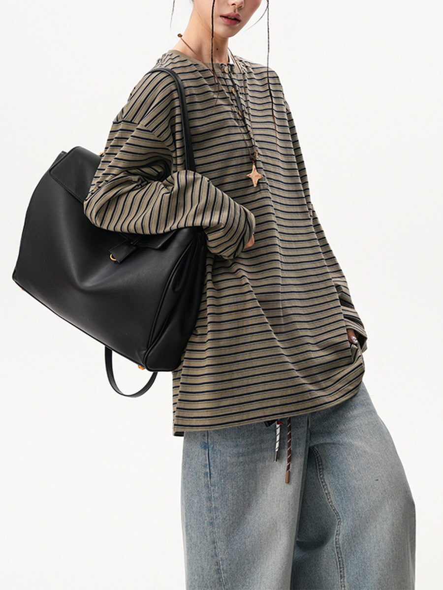 Striped Loose Fit Long Sleeve Tee