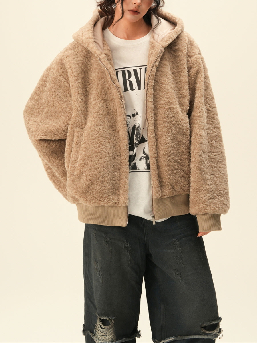 Teddy Fleece Zip-Up Hoodie