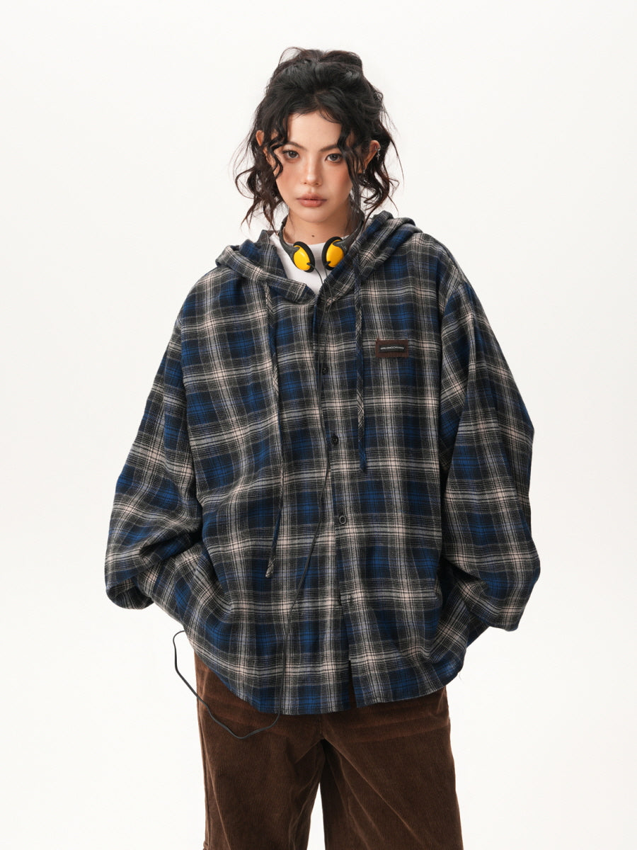 Plaid Flannel Hoodie Shirt