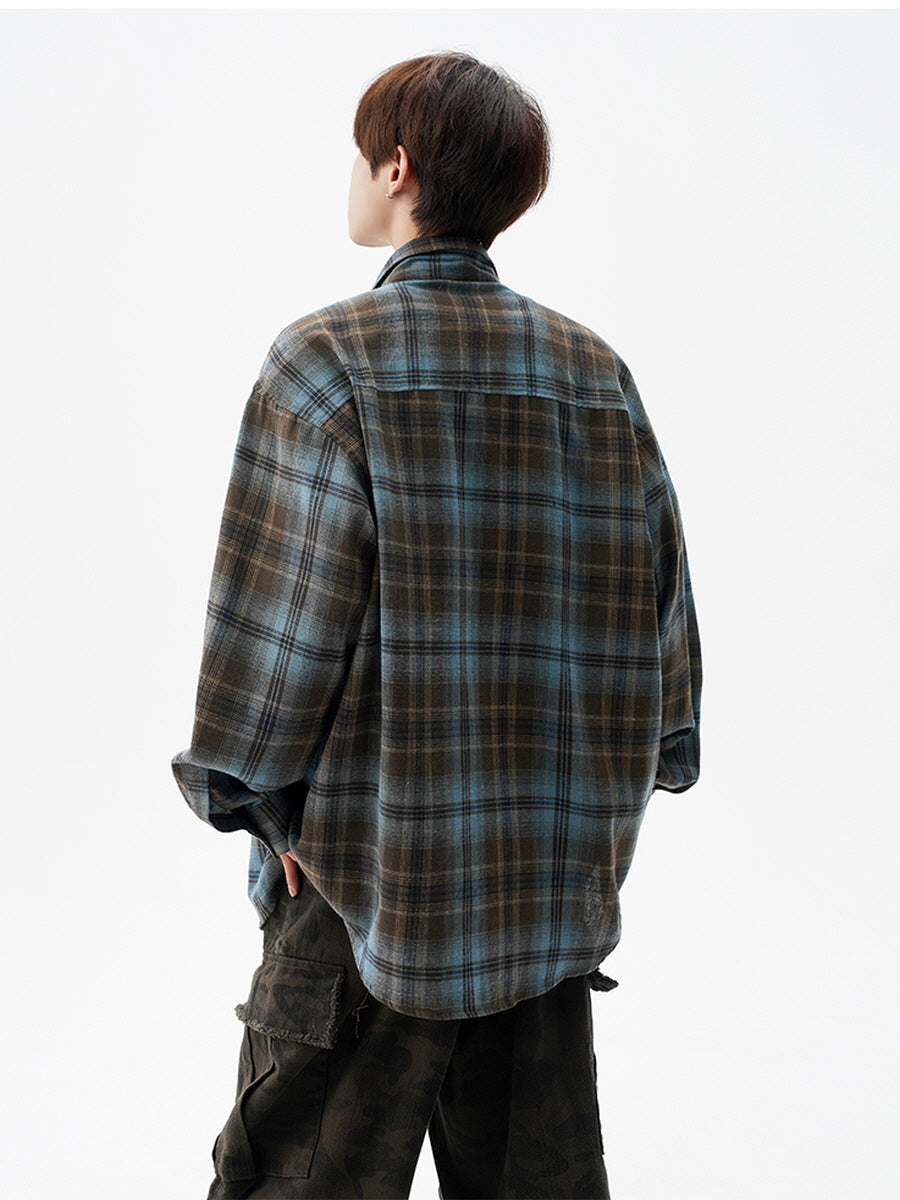 Loose Fit Checkered Flannel Shirt