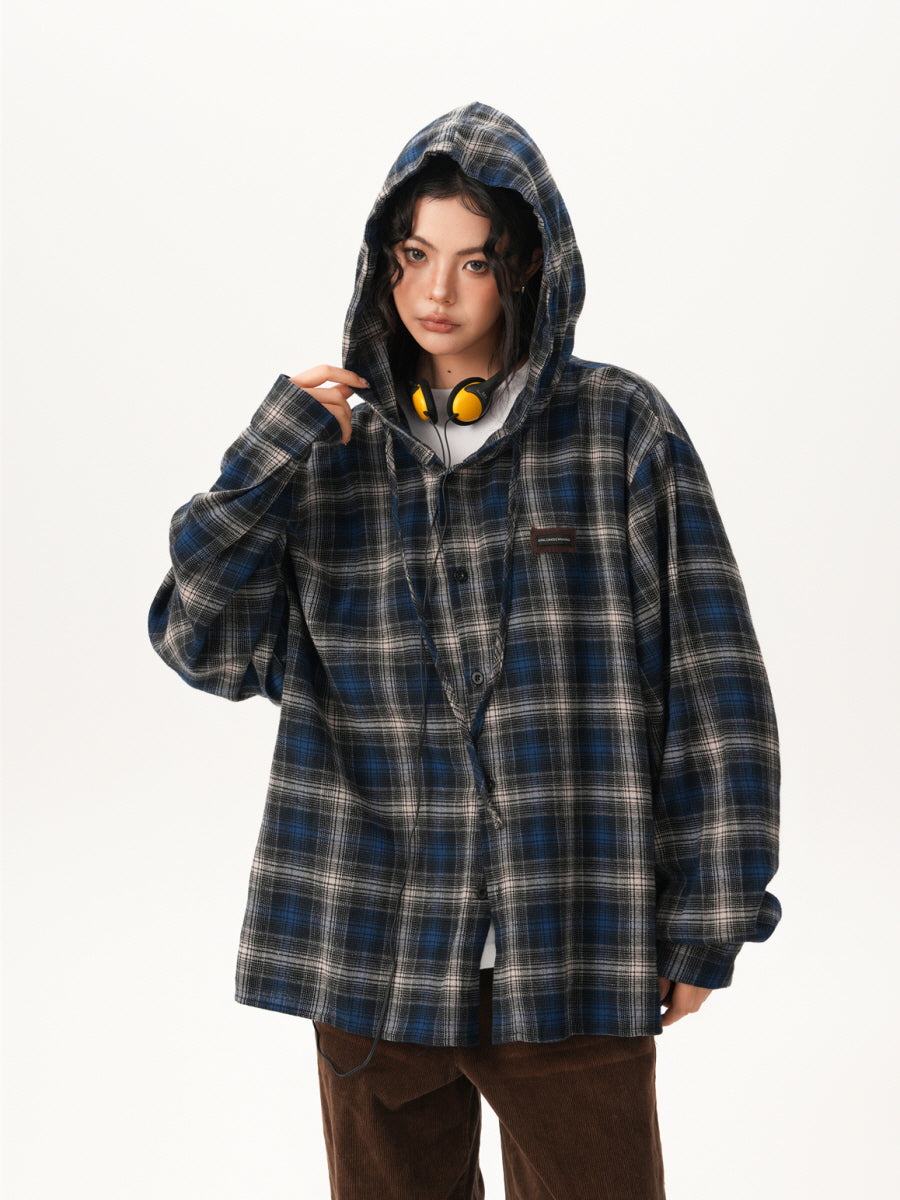 Plaid Flannel Hoodie Shirt