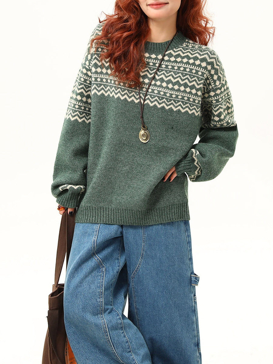 Green Nordic Knit Sweater