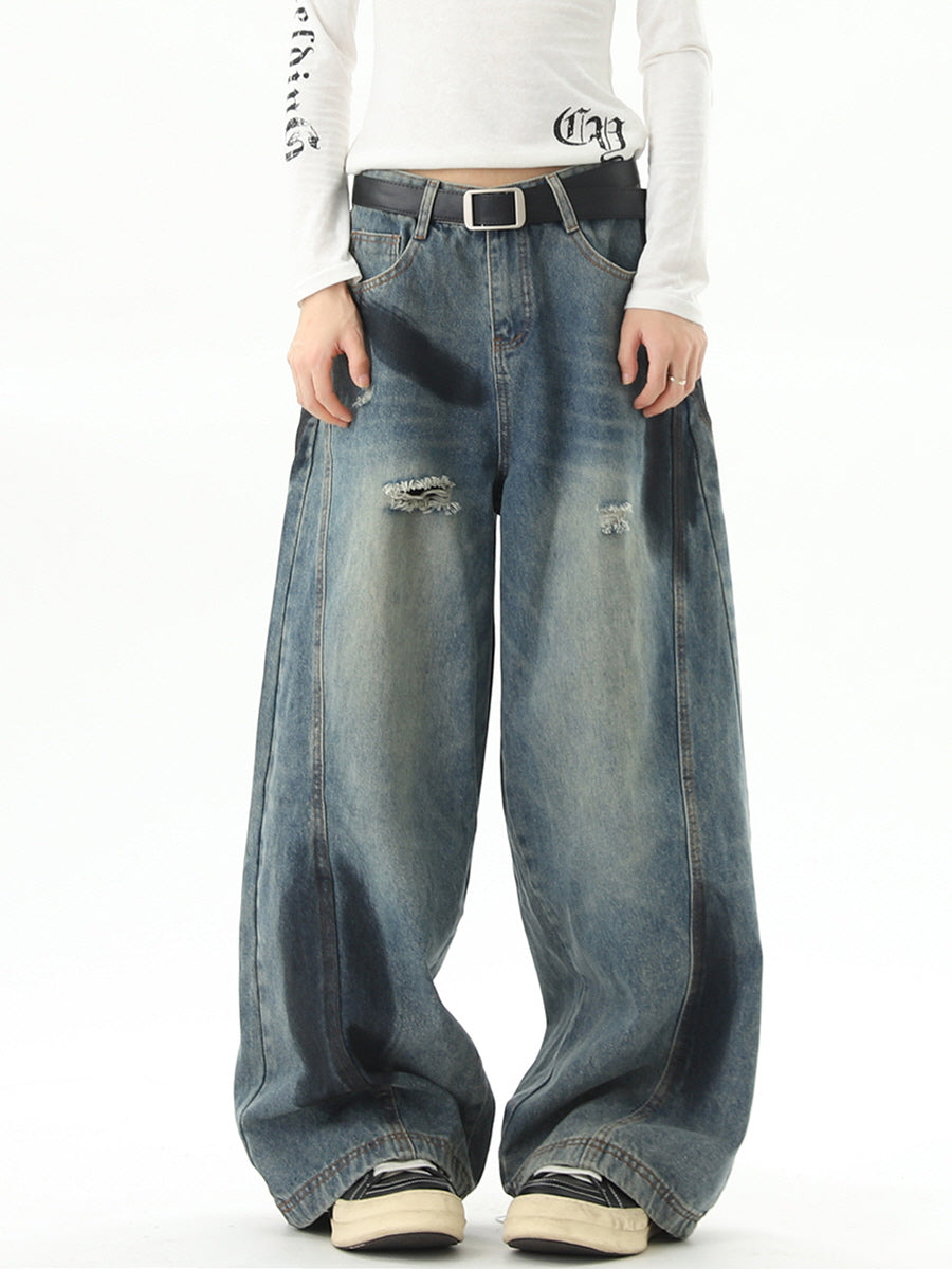 Retro Baggy Distressed Denim
