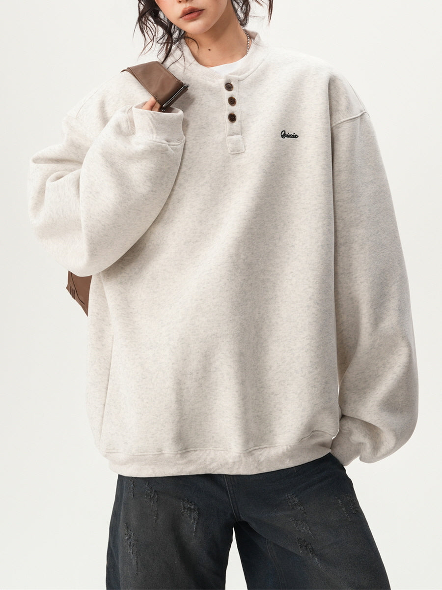 Basic Henley Neck Sweatshirt