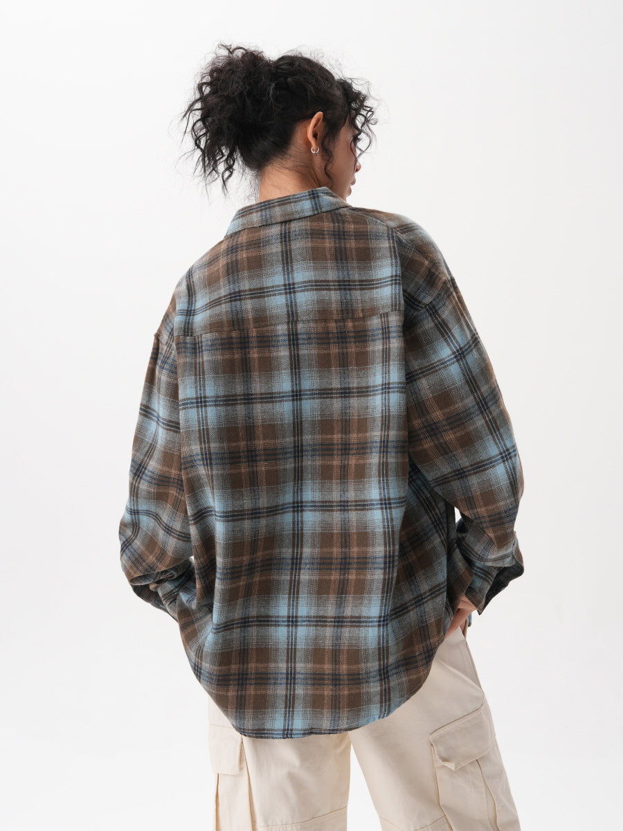 Loose Fit Checkered Flannel Shirt