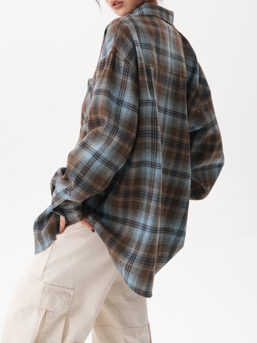 Loose Fit Checkered Flannel Shirt