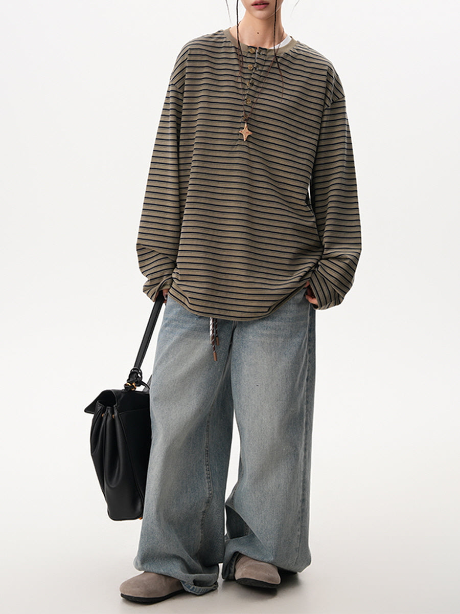 Striped Loose Fit Long Sleeve Tee