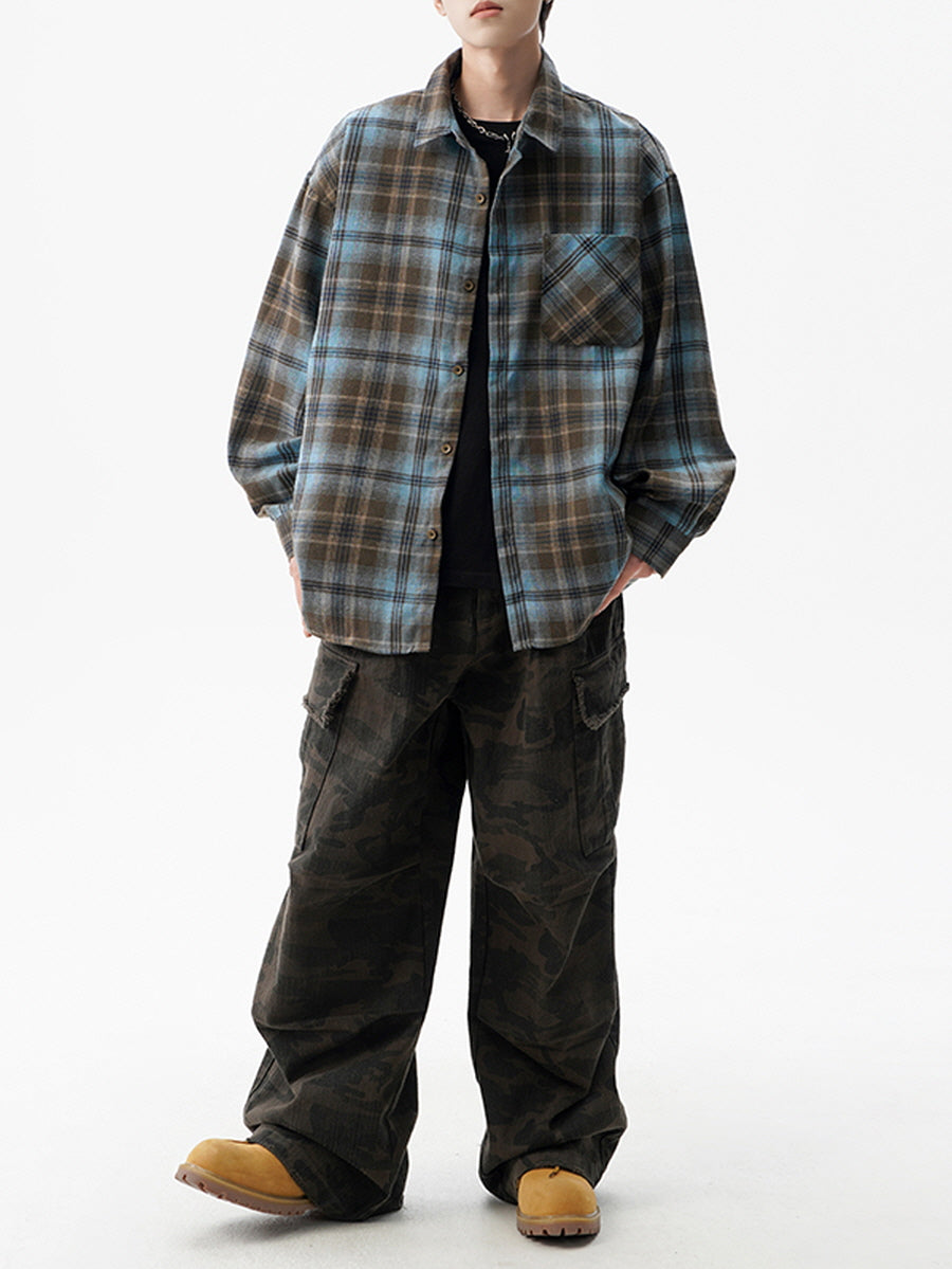 Loose Fit Checkered Flannel Shirt