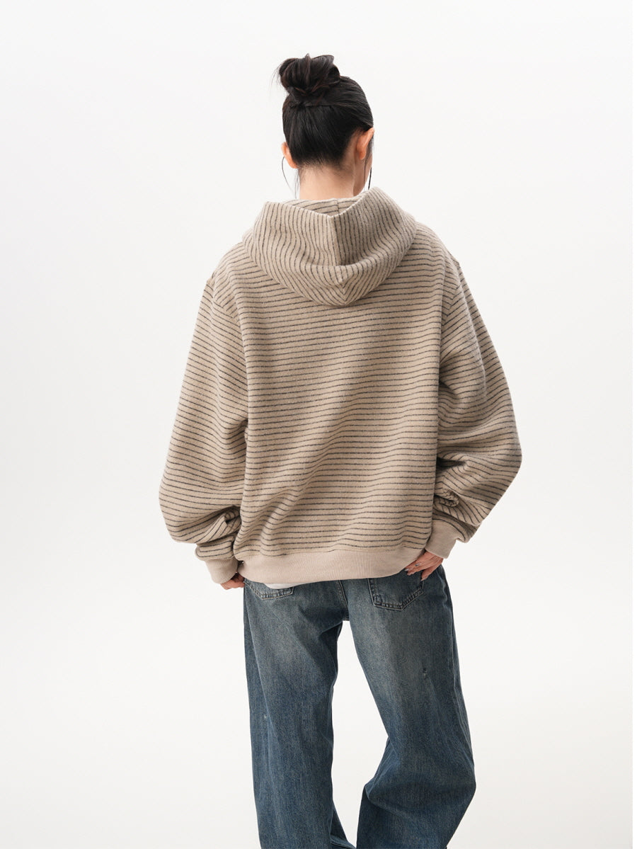 Striped Textured Zip-Up Hoodie