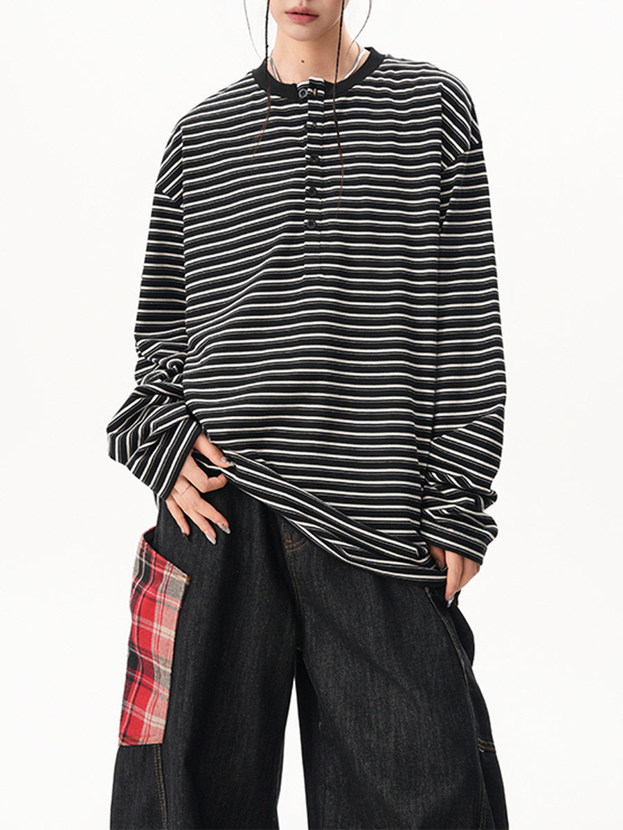 Striped Loose Fit Long Sleeve Tee
