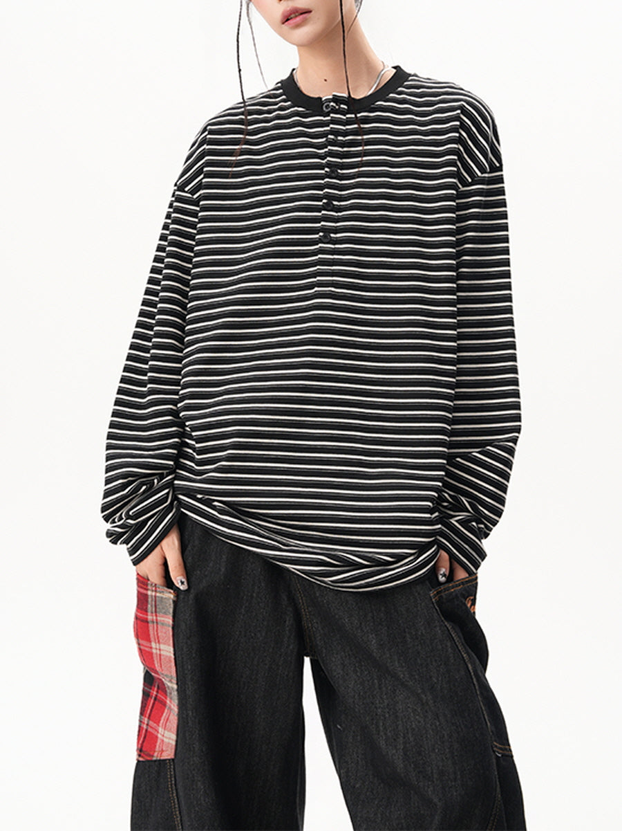 Striped Loose Fit Long Sleeve Tee