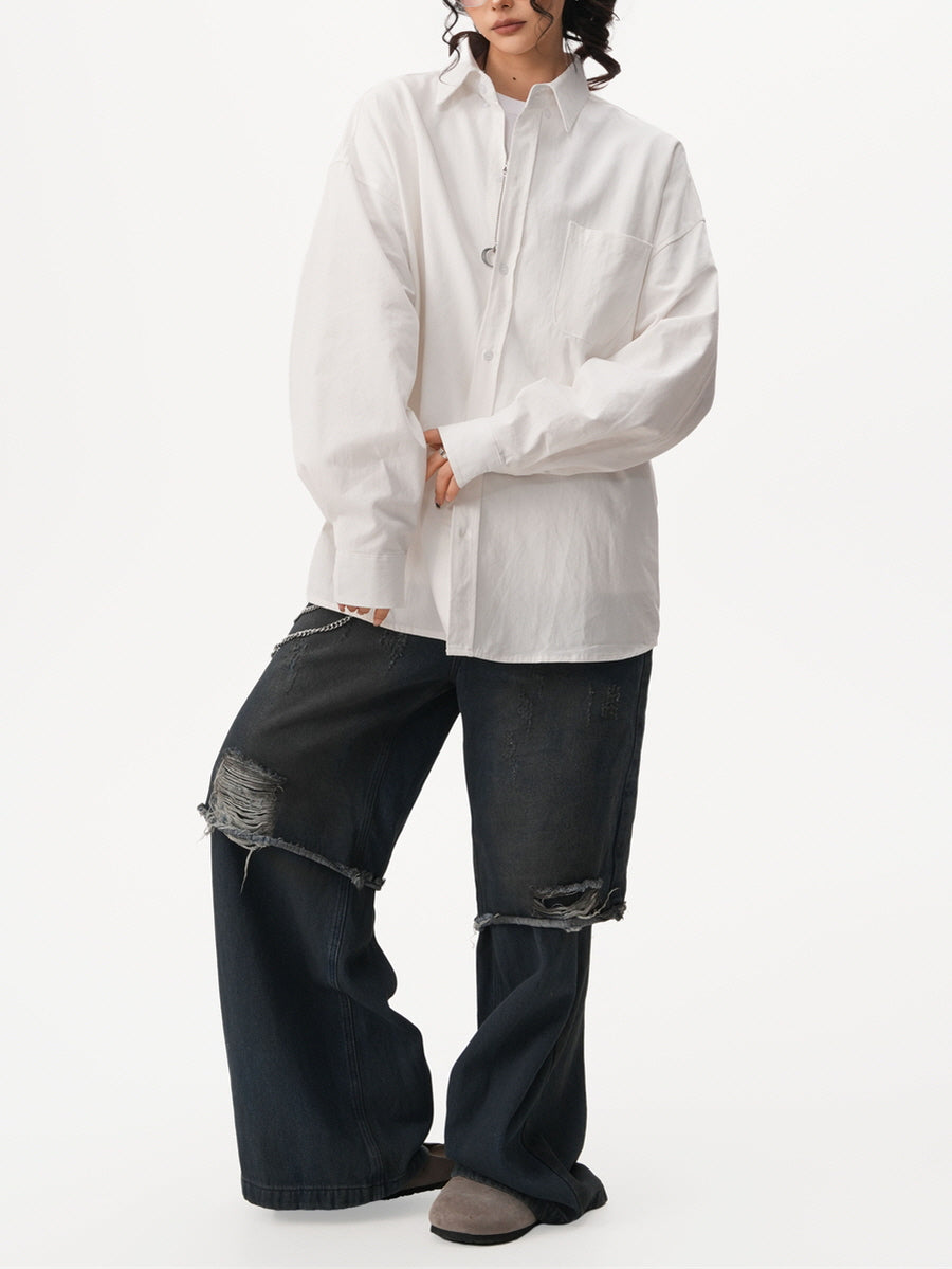 Minimal Loose Fit Button-Up Shirt