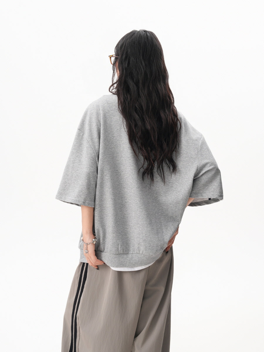 Faux Collar Half Zip T-Shirt