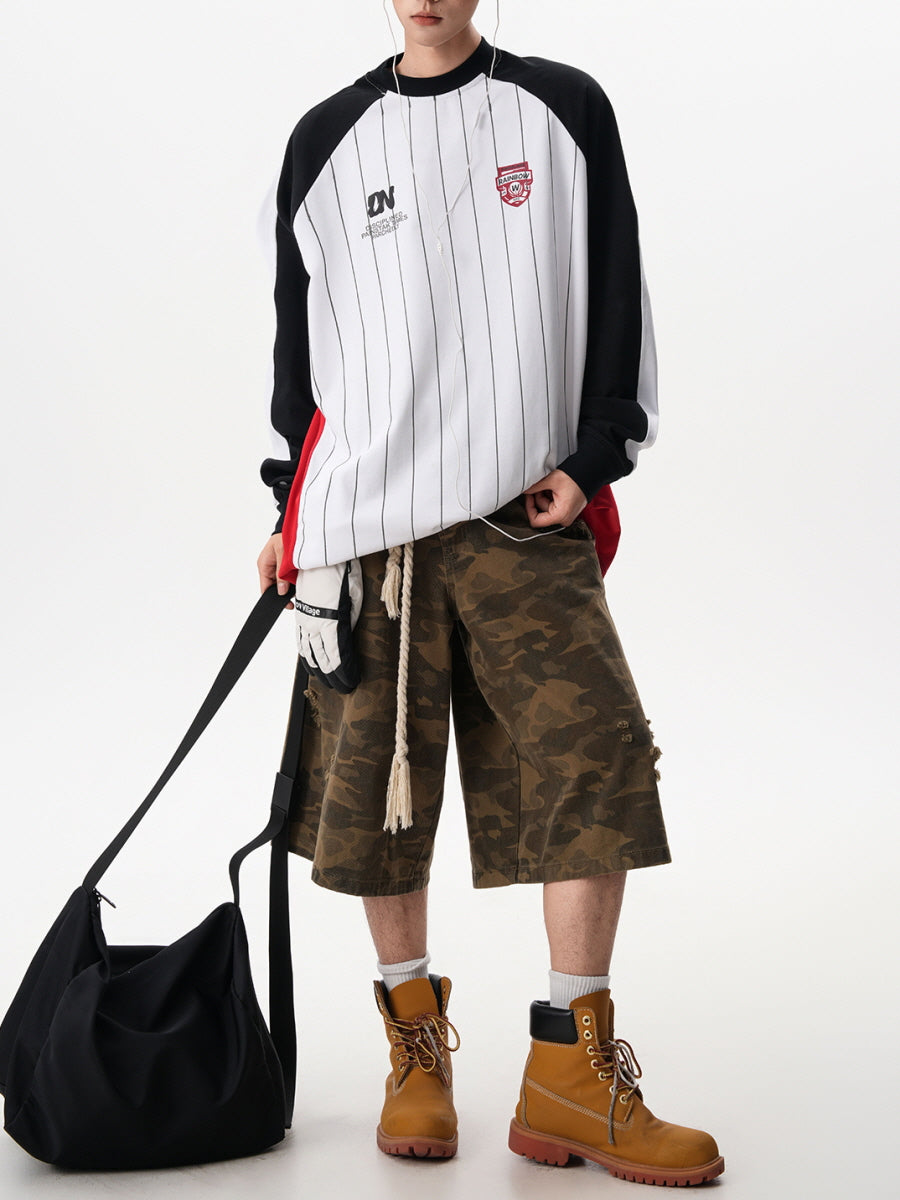 Sporty Striped Long Sleeve Jersey