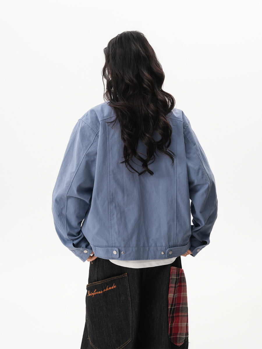 Unisex Casual Zip Pocket Jacket - Blue