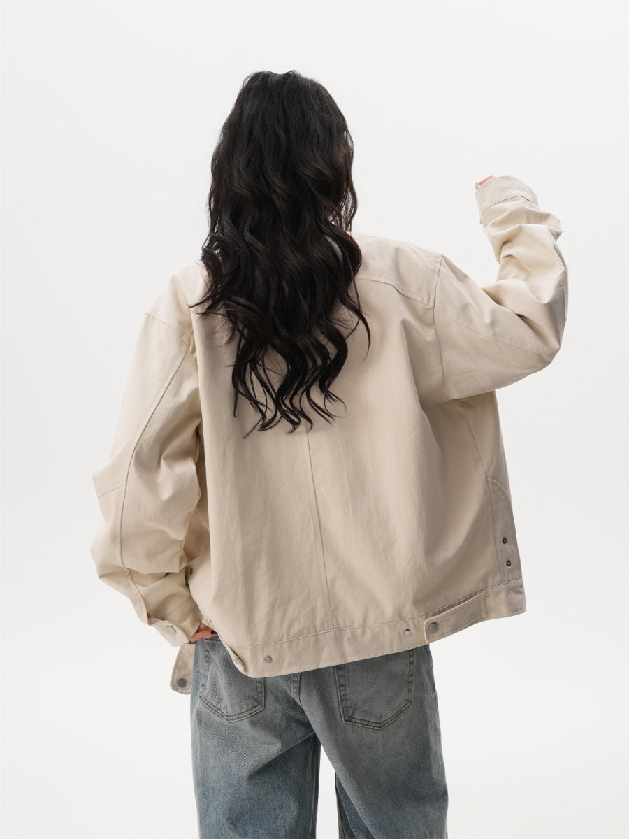 Unisex Casual Zip Pocket Jacket - White