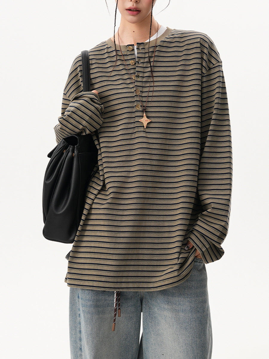 Striped Loose Fit Long Sleeve Tee