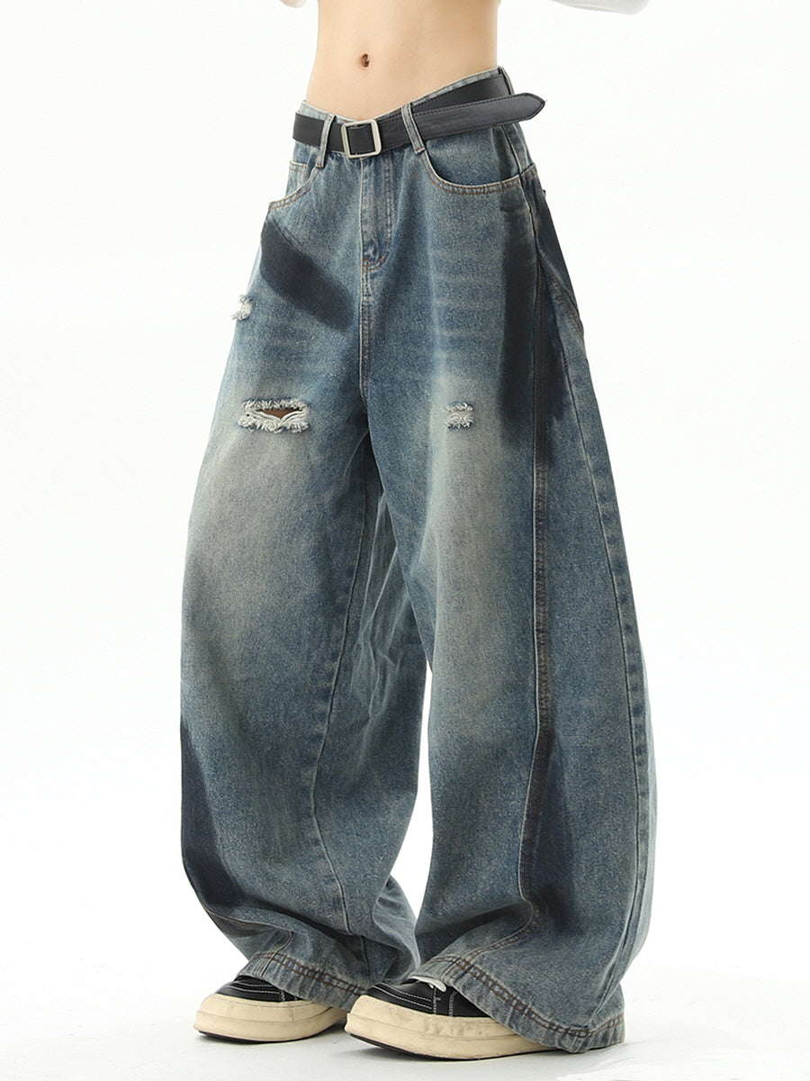 Retro Baggy Distressed Denim
